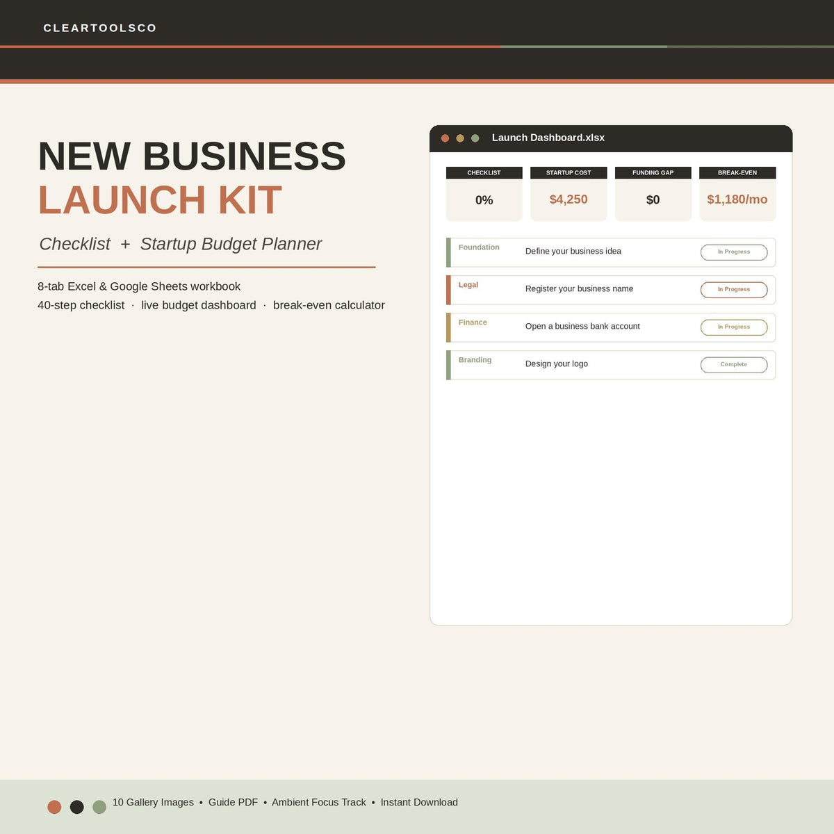 Business Plan Template & Startup Planner | New Business Planner | Financial Planning Kit | Product Launch Planner|Excel|