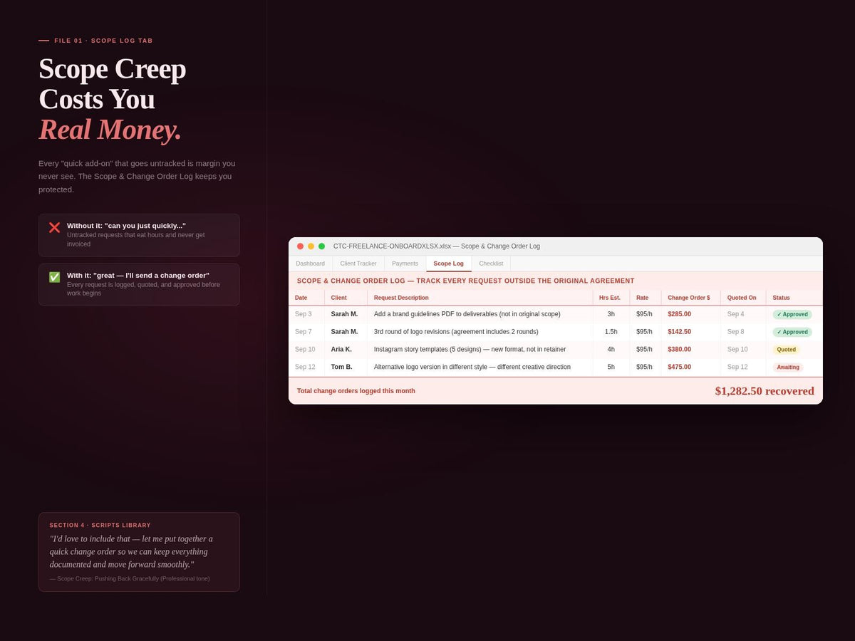 Freelancer Client Onboarding Kit | Welcome Packet, Contract, Rate Calculator, Client Portal, Email Scripts | Excel & She