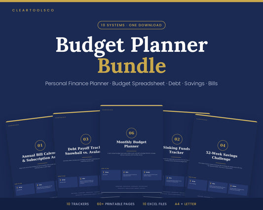 Budget Planner Bundle | Personal Finance Planner | Debt Payoff Tracker, Savings Challenge, Bill Tracker | Printable Exce