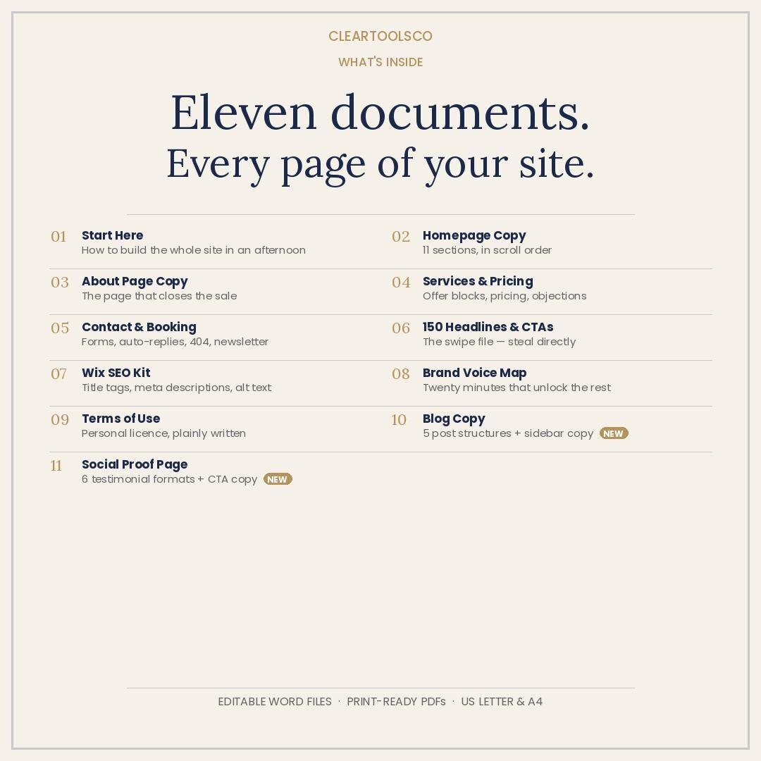 Wix Website Template Copy Kit, Landing Page Template & Wix Website Design Content, Homepage About Services for Small Bus