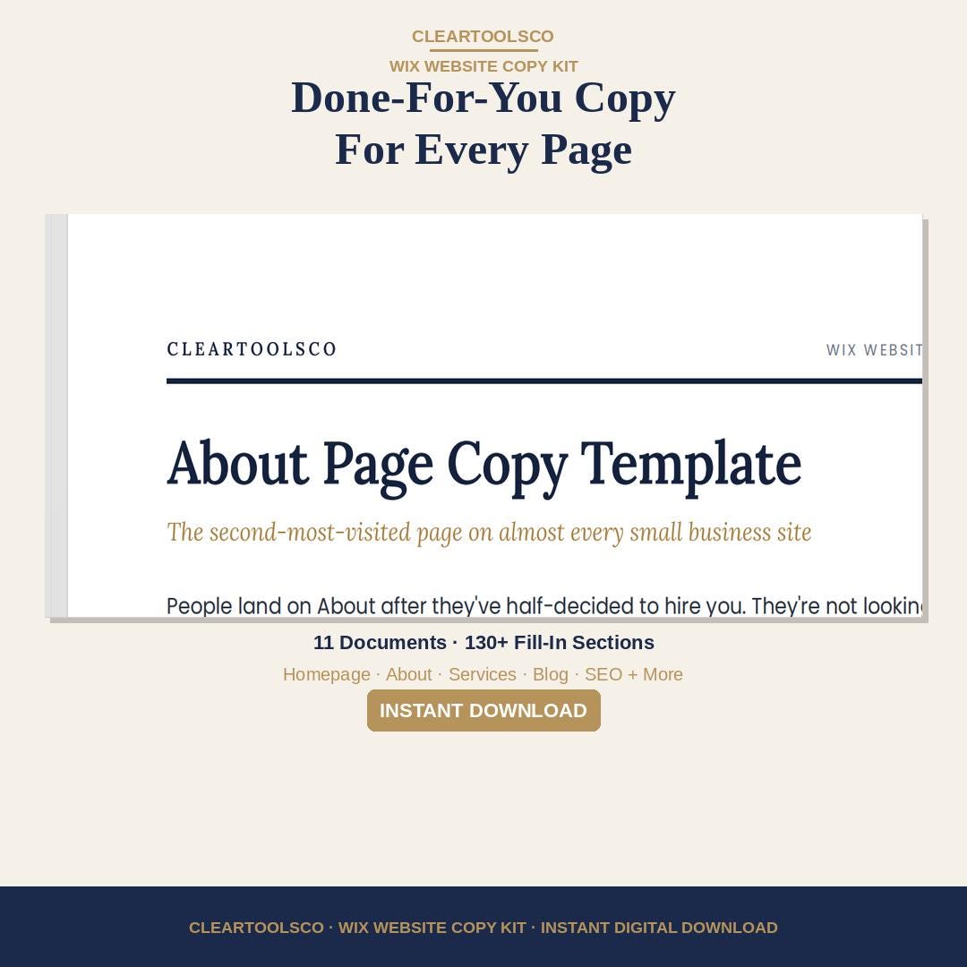 Wix Website Template Copy Kit, Landing Page Template & Wix Website Design Content, Homepage About Services for Small Bus