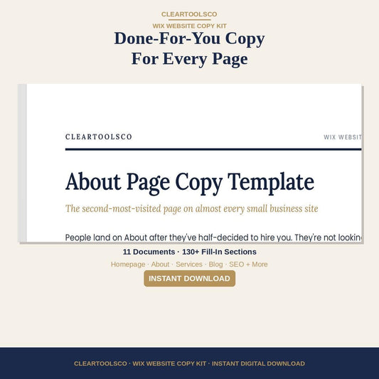 Wix Website Template Copy Kit, Landing Page Template & Wix Website Design Content, Homepage About Services for Small Bus