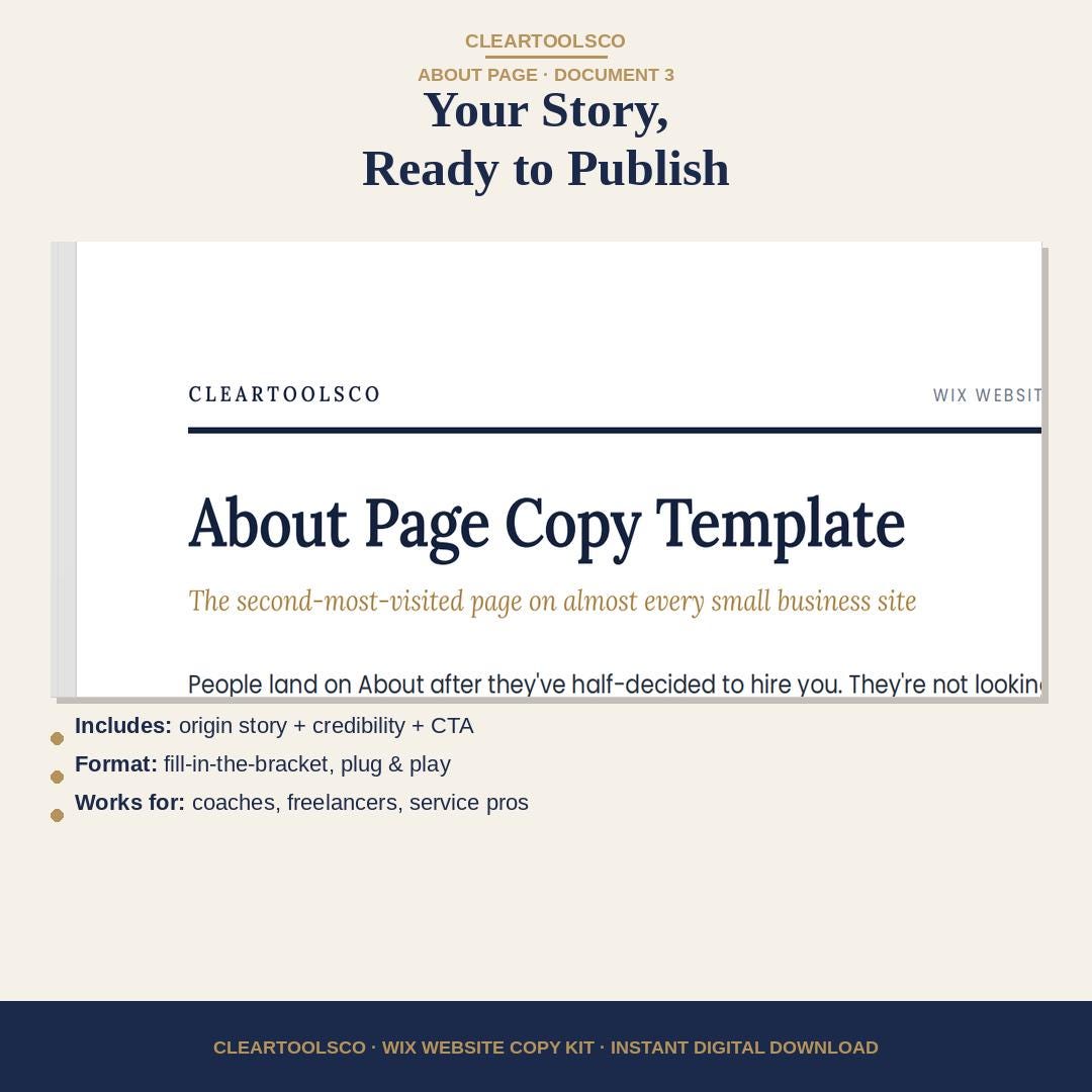 Wix Website Template Copy Kit, Landing Page Template & Wix Website Design Content, Homepage About Services for Small Bus