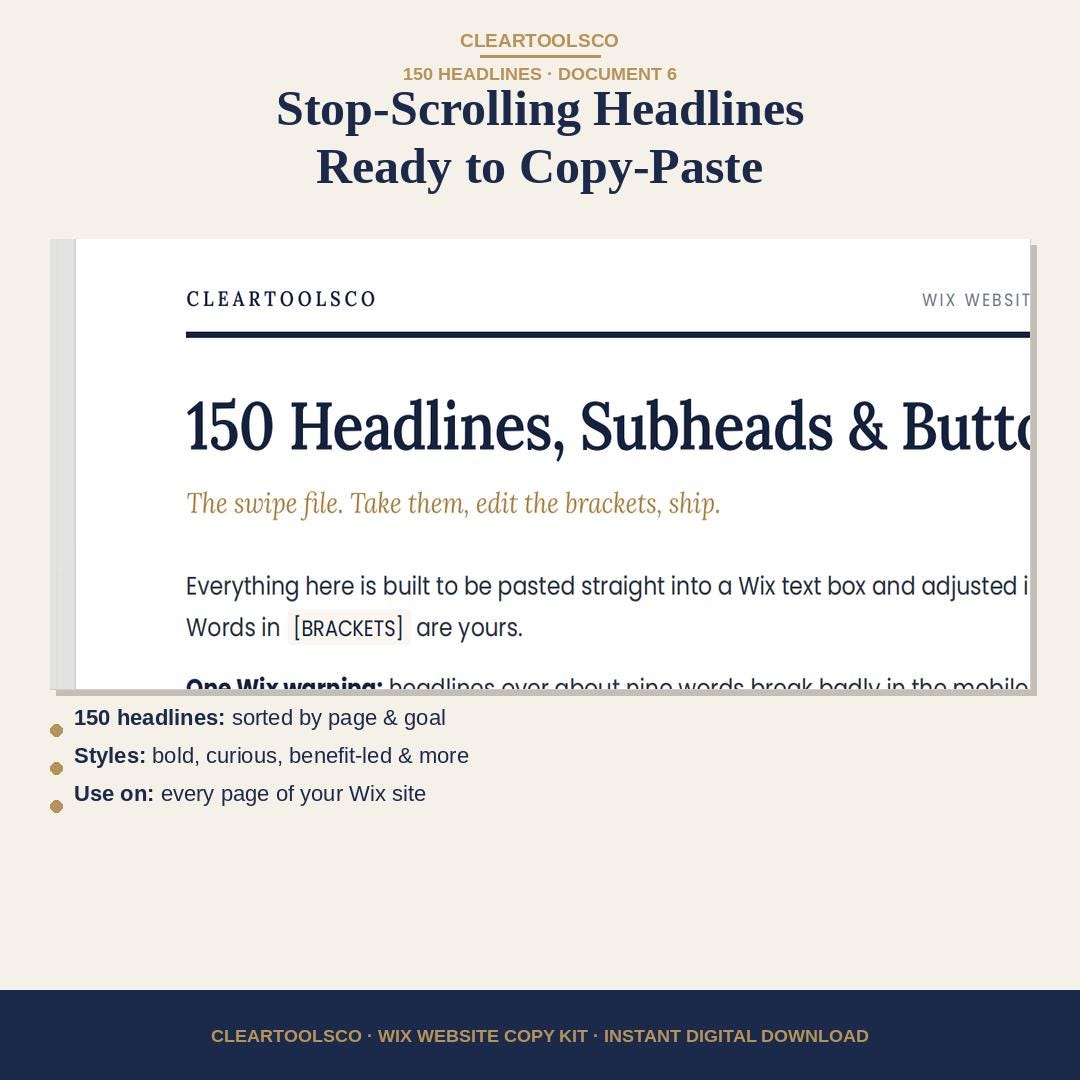 Wix Website Template Copy Kit, Landing Page Template & Wix Website Design Content, Homepage About Services for Small Bus