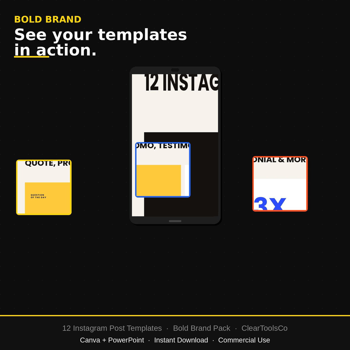 Canva Social Media Templates Bundle | Instagram Template Canva | Social Media Posts, Stories, Pinterest, LinkedIn | Bold
