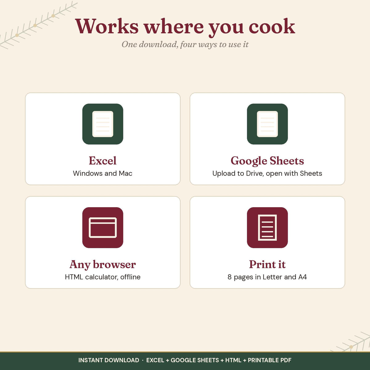 Holiday Dinner Planner Cooking Timeline Calculator, Thanksgiving Friendsgiving Christmas Meal Planner, Excel Google Shee