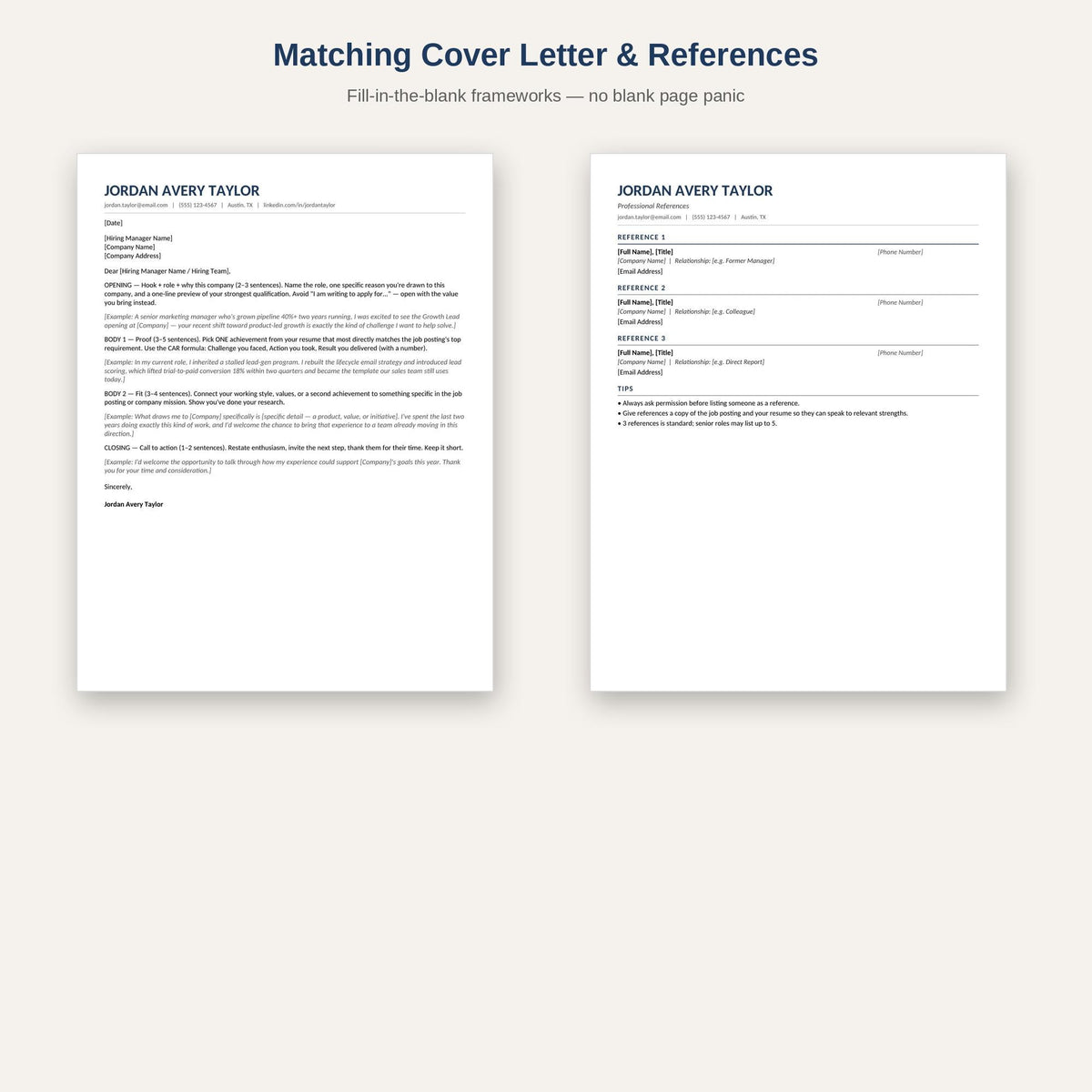 ATS Resume Template | Resume + Cover Letter Kit Word Google Docs | CV Template | Job Application Tracker | Instant Downl
