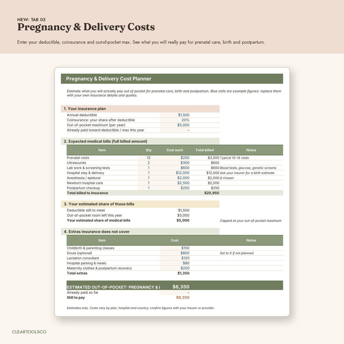 Baby Budget Planner Spreadsheet | Newborn Expense Tracker | Excel & Google Sheets | Pregnancy Costs, Parental Leave, Ess