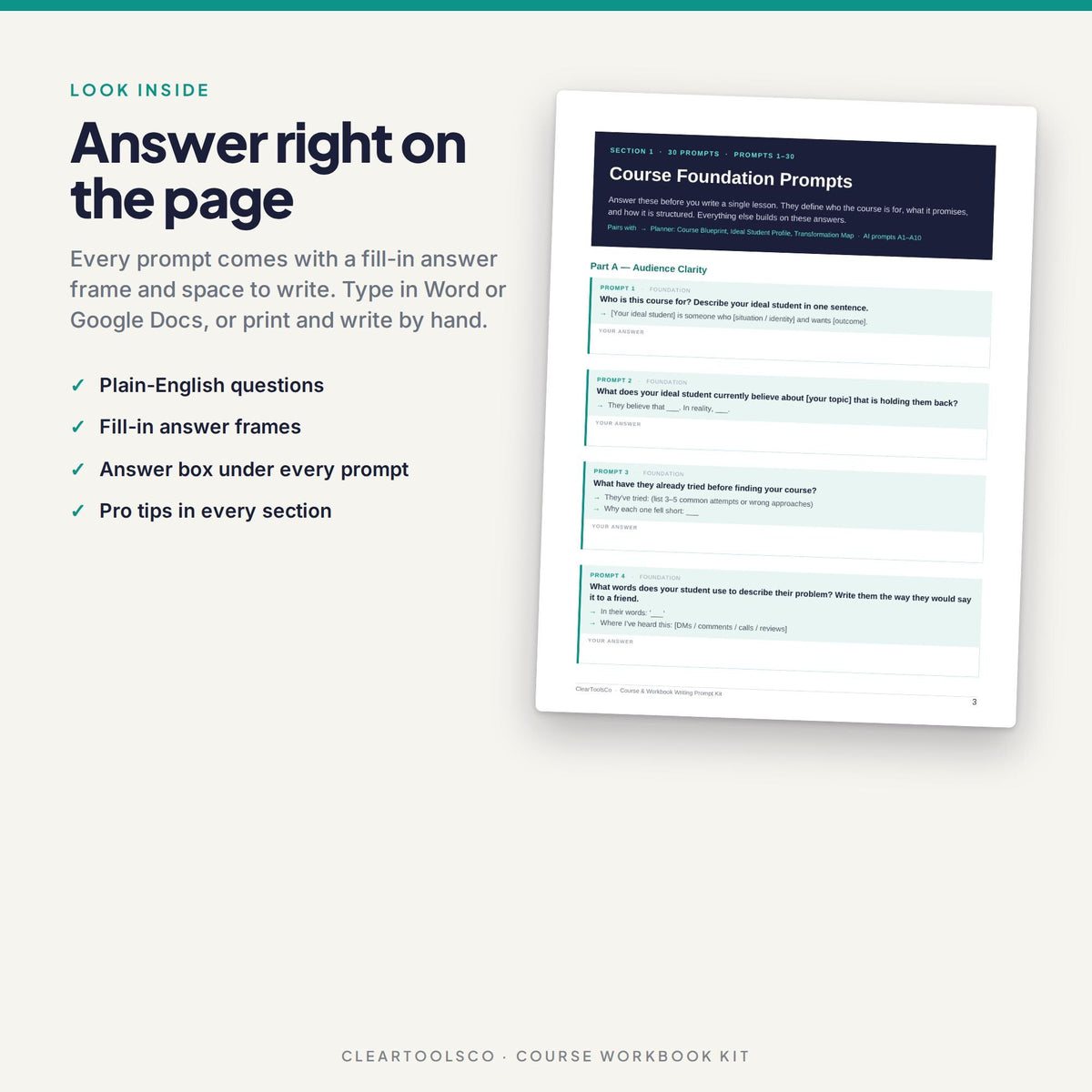 Course Workbook Template, 360 Writing Prompts & ChatGPT AI Prompts, Curriculum Planner, Online Course Creator, Coaching 