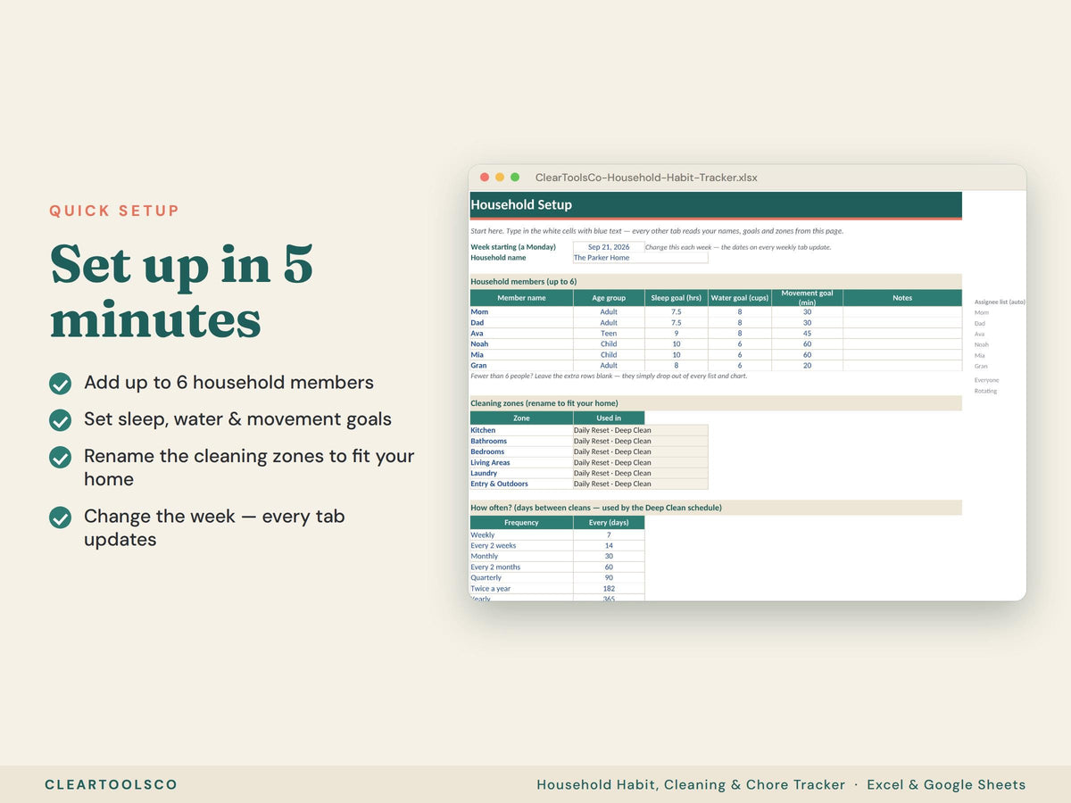 Cleaning Habit Tracker | Household Chore Tracker | Home Routine Planner | Family Habit Tracker | Cleaning Schedule | Exc